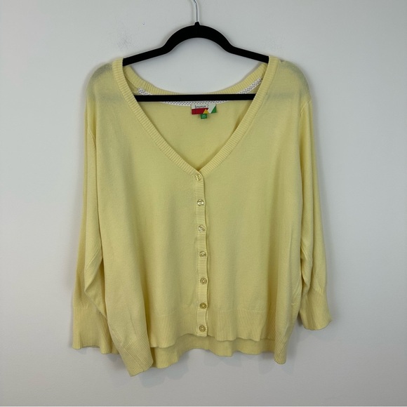 Fervour Modcloth Butter Yellow V-Neck Button Front Cardigan Sweater Size 3X - Picture 1 of 7